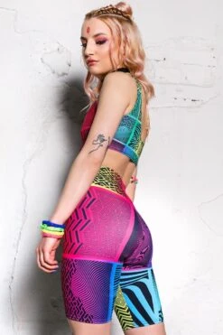 Rainbow Streaks Biker Shorts -Unique Clothing biker shorts rainbow streaks