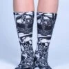 Black Alien Novelty Crew Socks -Unique Clothing black alien novelty crew socks front view