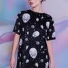 Black Alien Heads Oversized Tee 2 Black Alien Heads Oversized Tee -Unique Clothing black alien tee front view