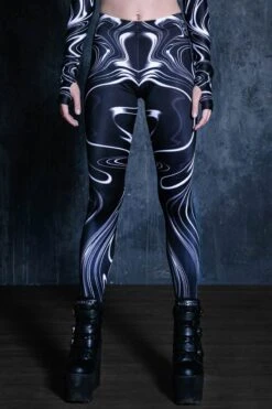 Black Marble Leggings Set -Unique Clothing black marble leggings set close view