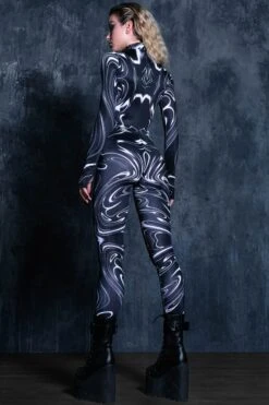 Black Marble Rave Costume -Unique Clothing black marble rave costume back view