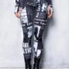 Black Newspaper Leggings -Unique Clothing black newspaper leggings