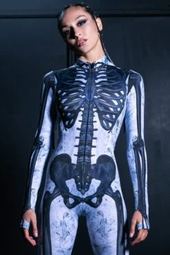 Black Skeleton Costume -Unique Clothing black skeleton close view