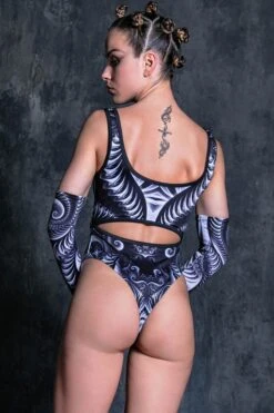 Black Trip Cut Out Thong Bodysuit 8 Black Trip Cut Out Thong Bodysuit -Unique Clothing black trip cut out thong bodysuit back view