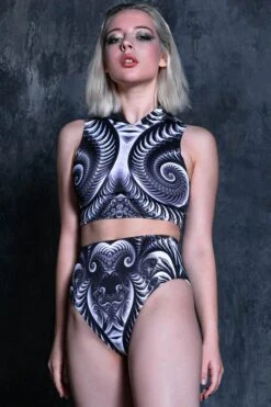 Black Trip Hoodie Crop Top -Unique Clothing black trip hoodie crop top side view