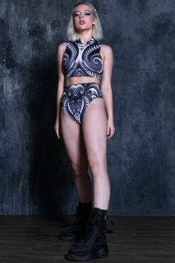 Black Trip Rave Booty Shorts 9 Black Trip Rave Booty Shorts -Unique Clothing black trip rave booty shorts full view