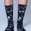 Black UFO Crew Socks -Unique Clothing black ufo crew socks front view
