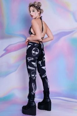 Black UFO Leggings -Unique Clothing black ufo leggings side view