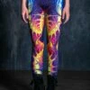 Yellow Blaze Leggings -Unique Clothing blazing liquid leggings close view