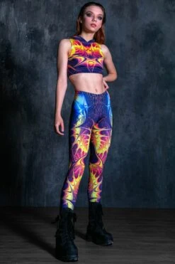 Yellow Blaze Leggings -Unique Clothing blazing liquid leggings full view