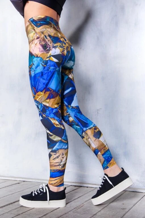 Blue And Gold Foil Leggings
