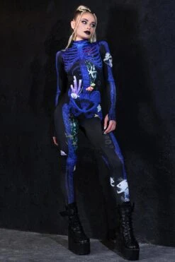 Blue Coral Skeleton Costume 9 Blue Coral Skeleton Costume -Unique Clothing blue coral skeleton costume side view