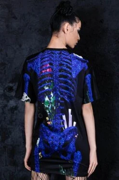 Blue Coral Skeleton Oversized Tee Dress 8 Blue Coral Skeleton Oversized Tee Dress -Unique Clothing blue coral skeleton oversized tee dress back view