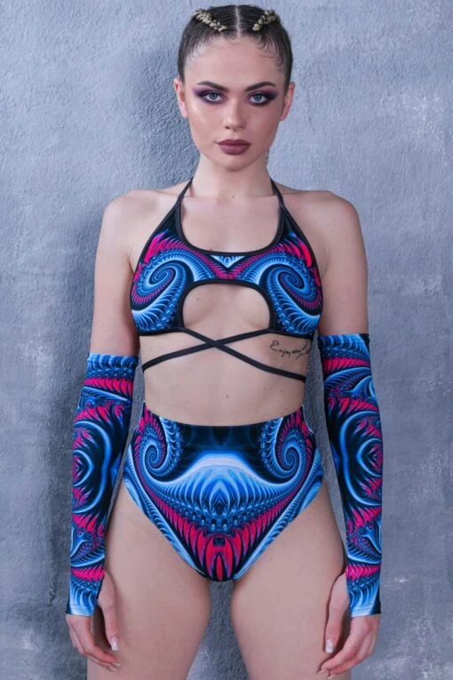 Blue Goddess Wrap Around Crop Top