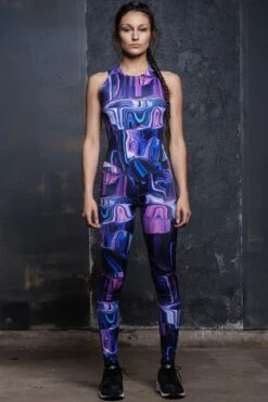 Purple Liquid Unitard -Unique Clothing bodysuit purple liquid