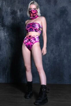 Burning Flower Rave Booty Shorts -Unique Clothing burning flower rave booty shorts full view