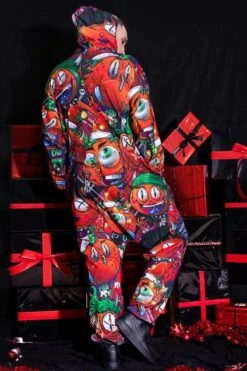 Devil Wears Tartan Onesie For Men -Unique Clothing christmas devil wears tartan onesie for him