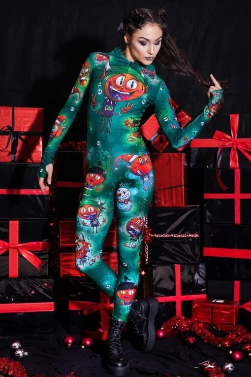 Devil's Party Green Slim-Fit Onesie