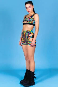 Chroma Rebel Buckle Biker Shorts Set -Unique Clothing chroma rebel buckle biker shorts full view