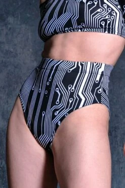 Circuit Board Rave Booty Shorts Set 8 Circuit Board Rave Booty Shorts Set -Unique Clothing circuit board rave booty shorts set close view