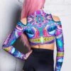 Psychedelic Cold Shoulder Crop Top 2 Psychedelic Cold Shoulder Crop Top -Unique Clothing cold shoulder crop top psychedelic