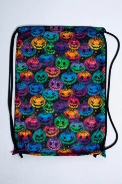 Creepy Pumpkin Drawstring Bag -Unique Clothing creepy pumpkin drawstring bag close view