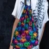 Creepy Pumpkin Drawstring Bag -Unique Clothing creepy pumpkin drawstring bag side view