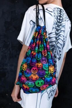 Creepy Pumpkin Drawstring Bag