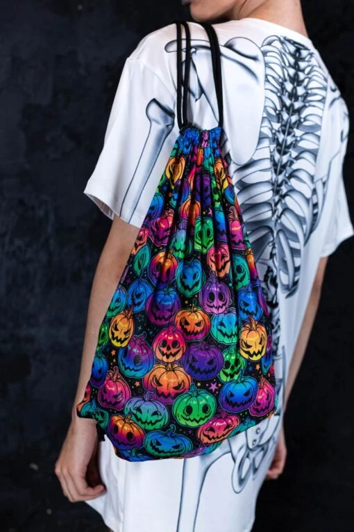 Creepy Pumpkin Drawstring Bag