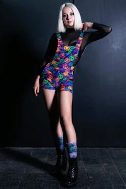 Creepy Pumpkin Shortalls -Unique Clothing creepy pumpkin shortails full view