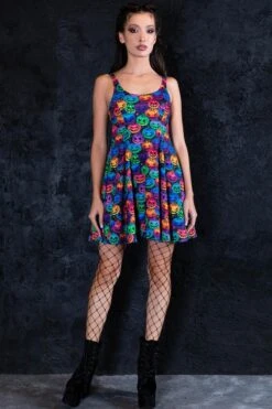 Creepy Pumpkin Skater Dress -Unique Clothing creepy pumpkin skater dress full view