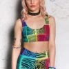 Rainbow Streaks Bra Top -Unique Clothing crop top rainbow streaks