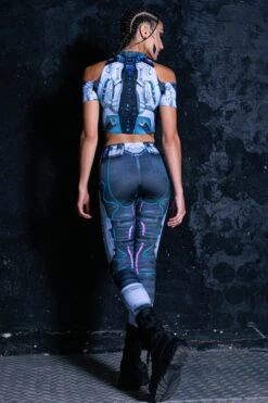 Cyber Soldier Leggings -Unique Clothing cyber soldier leggings back view