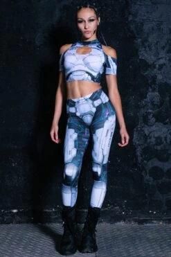 Cyber Soldier 2 Piece Costume -Unique Clothing cyber soldier leggings set full view