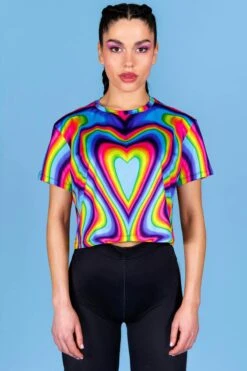 Dazzling Rainbow Cropped Tee -Unique Clothing dazzling rainbow cropped tee close view