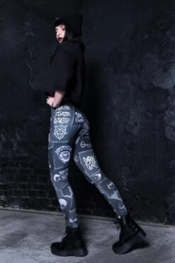 Black Denim Leggings -Unique Clothing devil black denim leggings