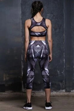 Black Hypnotic Workout Capri Leggings -Unique Clothing devil black hypnotic capri