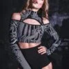 Circuit Board Cut Out Crop Top -Unique Clothing devil cold shoulder crop top