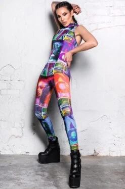 Digital Reality Sleeveless Jumpsuit -Unique Clothing devil digital reality catsuit