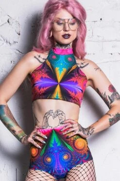 Fractal Collision Halter Neck Top -Unique Clothing devil fractal collision halter neck top
