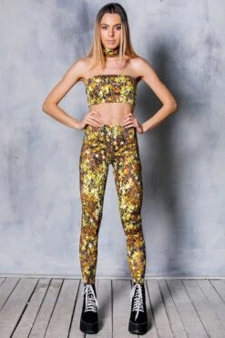 Golden Stars Leggings -Unique Clothing devil golden stars leggings