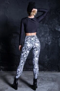 Grey Skeletons Leggings -Unique Clothing devil grey skeleton leggings