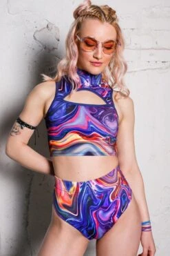 Liquid Trip Cut Out Crop Top -Unique Clothing devil liquid trip crop top