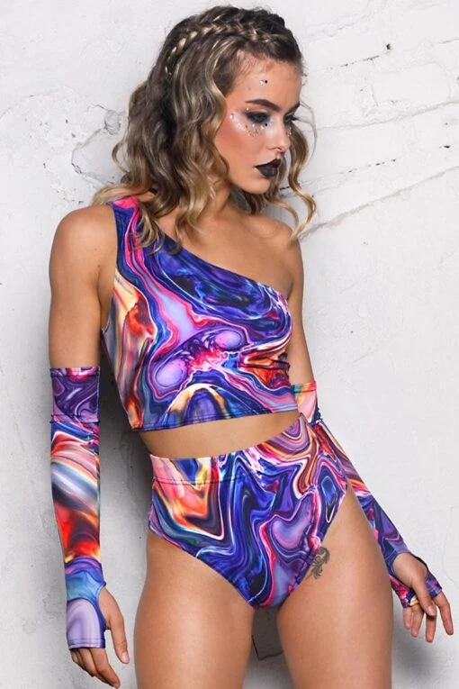 Liquid Trip One Shoulder Top