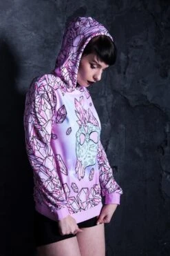 Pink Crystal Hoodie -Unique Clothing devil pink crystal skull hoodie