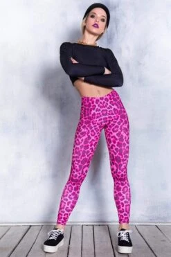Pink Leopard Leggings -Unique Clothing devil pink leopard leggings