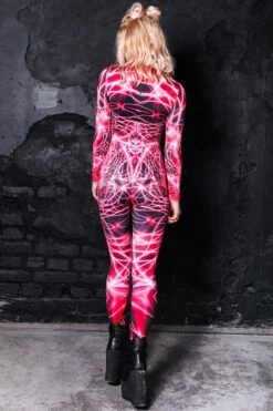 Pink Neon Catsuit -Unique Clothing devil pink neon catsuit