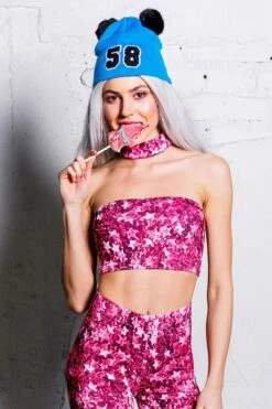 Pink Stars Choker Top 8 Pink Stars Choker Top -Unique Clothing devil pinks star choker top