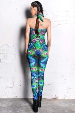 Psychedelic Travel Sleeveless Catsuit -Unique Clothing devil psychedelic travel catsuit