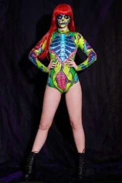 Punk Zombie Long Sleeve Bodysuit -Unique Clothing devil punk zombie bodysuit